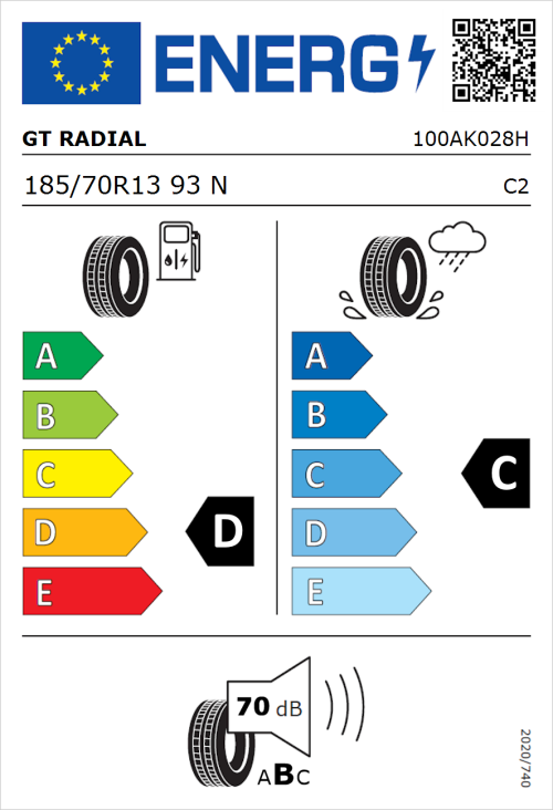 Tyre Label for GT Radial KARGOMAX ST-4000 185/70R13 93N