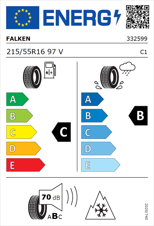 Tyre Label for Falken Euroall Season AS210 215/55R16 97V